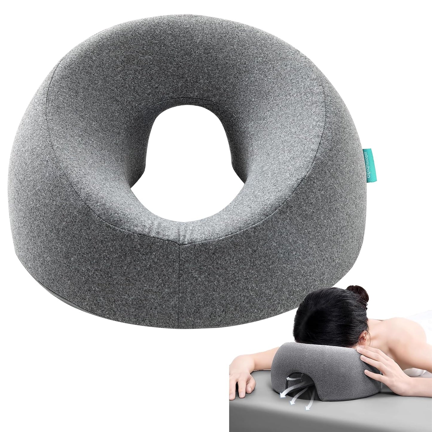 Xiaomubiao Face Down Pillow - Comfortable Massage Headrest for Stomach Sleeping | Grey Removable Cover