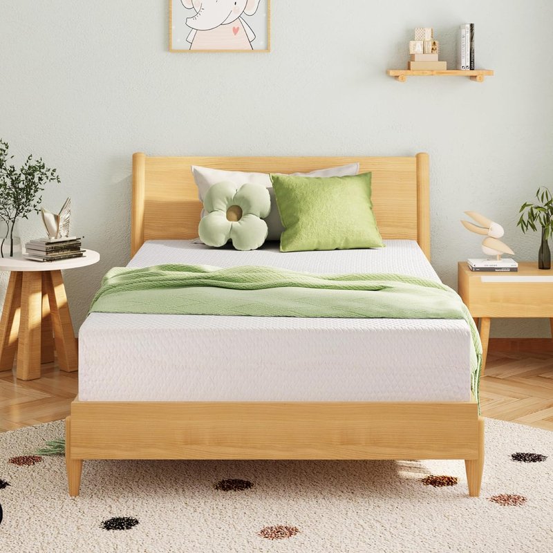 EGOHOME 8-Inch Twin Memory Foam Mattress - Cooling Green Tea Gel for Pressure Relief | CertiPUR-US Certified, 75''L x 38''W, White