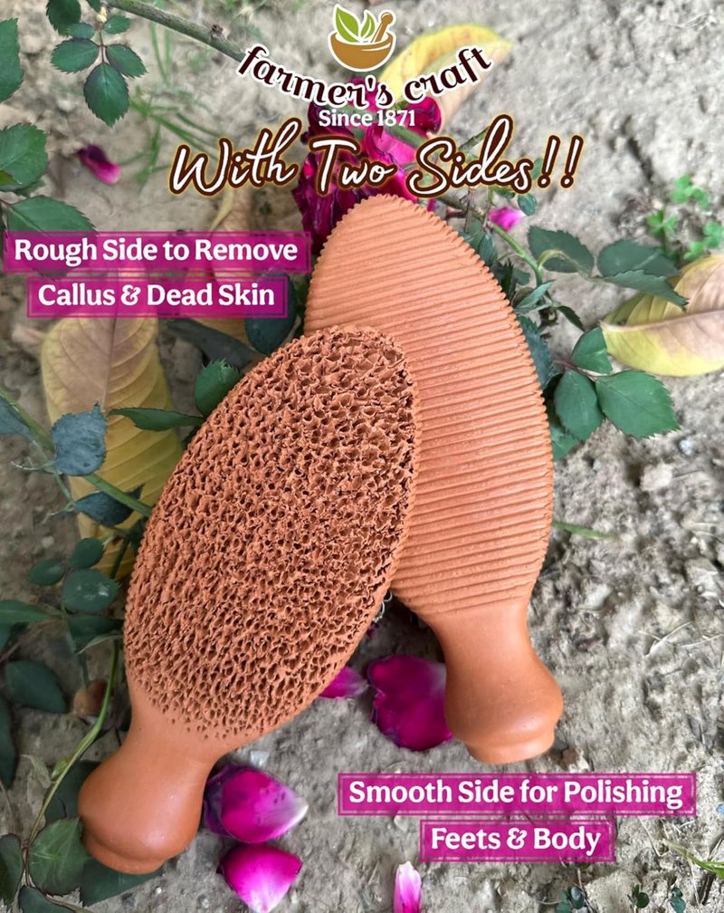 Natural Terra Cotta Pumice Stone - Long-Lasting Callus Remover & Foot Scrubber | Organic Cocoa Infused, 7+ Years Use