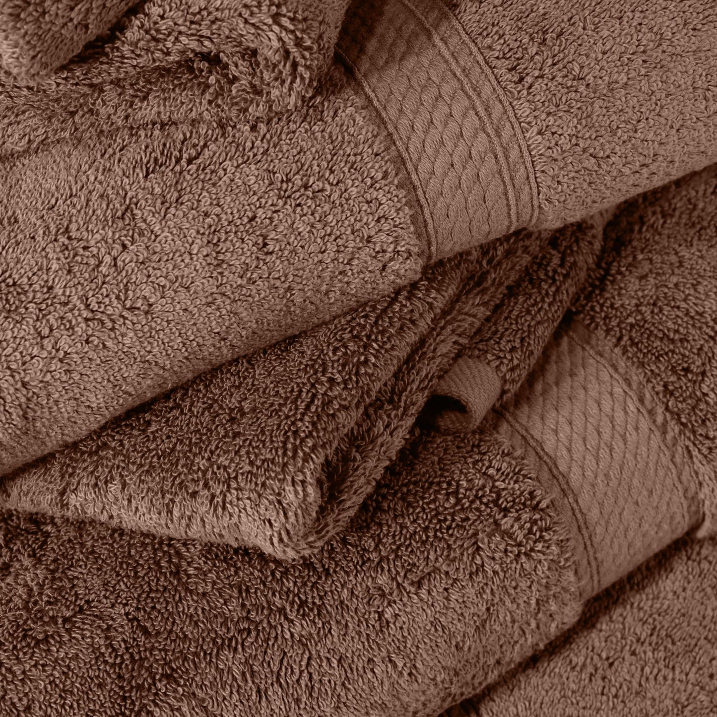 SUPERIOR Egyptian Cotton Pile 6 Piece Towel Set, Includes 2 Bath, 2 Hand, 2 Face Towels/Washcloths, Ultra Soft Luxury Towels, Thick Plush Essentials, Guest Bath, Spa, Hotel Bathroom, Chocolate