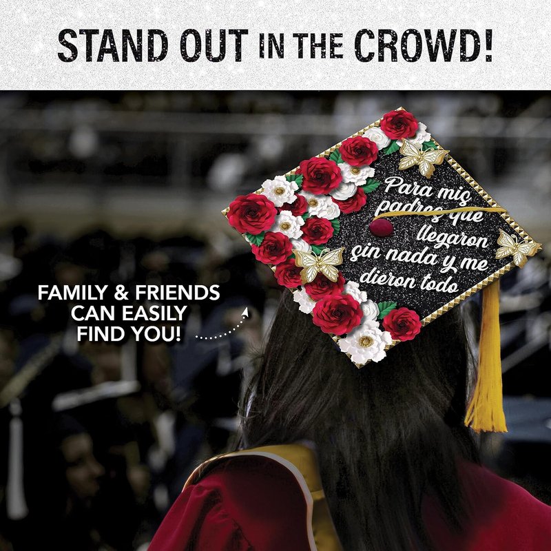 Premium Glitter Heavyweight Construction Paper - DIY Grad Cap Decorations | 5 Sheets, Black