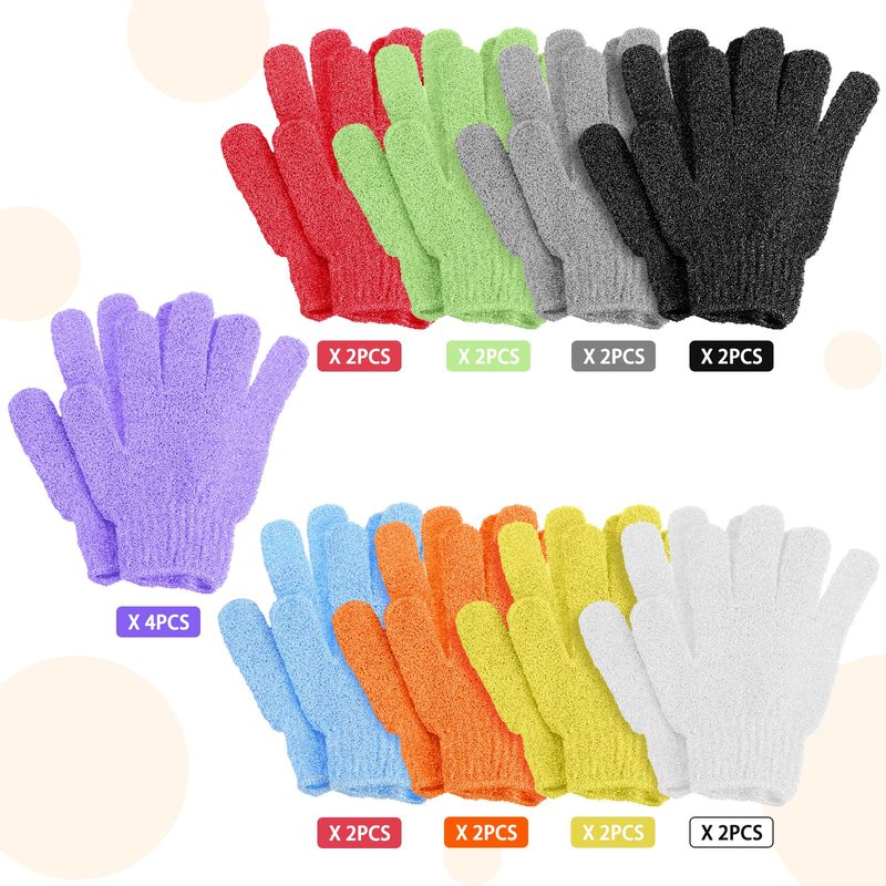 Moukeren 20 Pcs Exfoliating Bath Gloves 9 Colors Shower Scrub Exfoliating Body Bath Gloves Double Sided Bathing Glove for Women Men Spa Massage Skin Shower Bathing Accessories