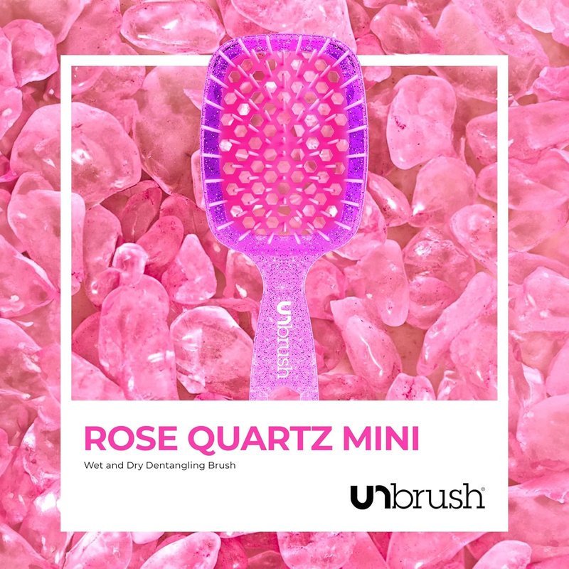 FHI Heat UNbrush Mini Detangler Brush for Pain-Free Brushing on All Wet or Dry Hair Types — Durable Duoflex Anti-Static Bristles, Lightweight Handle, Vented Mini Hair Brush