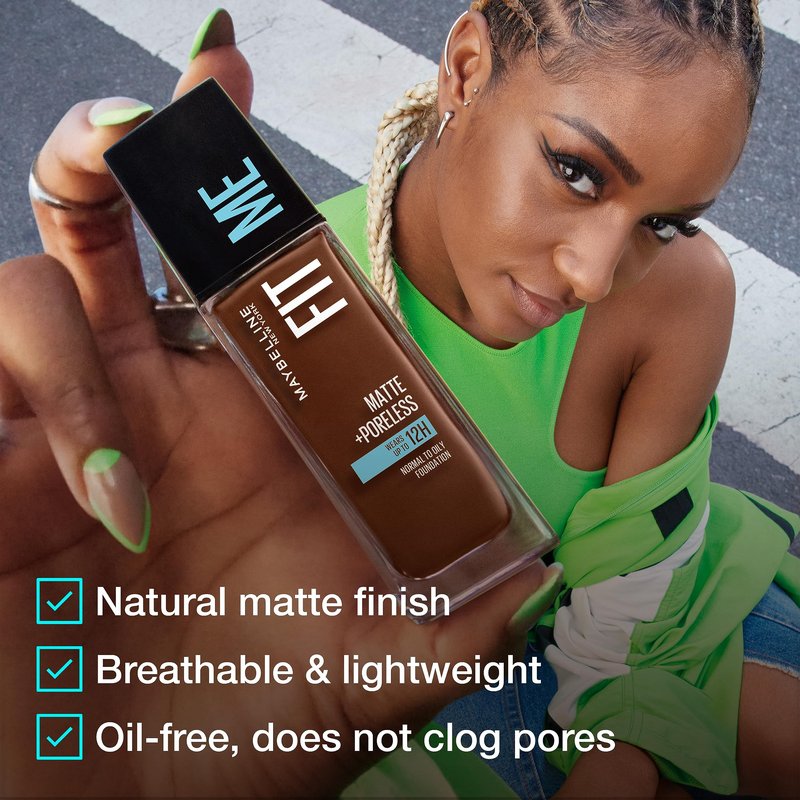 Maybelline Fit Me Matte + Poreless Liquid Oil-Free Foundation Makeup, Classic Tan, 1 Count (Packaging May Vary) (Pack of 2)