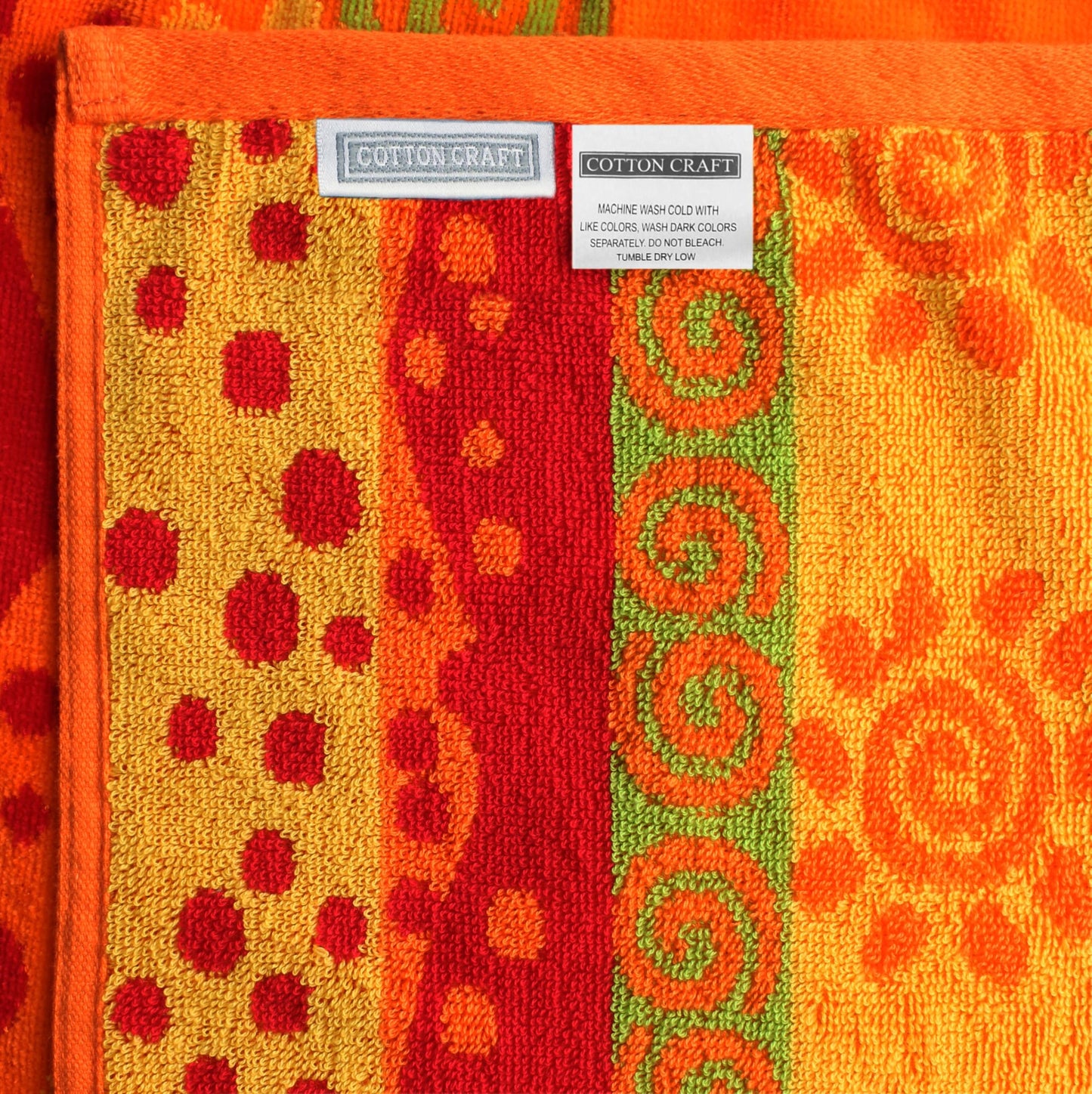 COTTON CRAFT Oversized Beach Towel for Two - 58x68 - Pure Cotton Jacquard Velour Extra Wide XL Beach Blanket Towel - Big & Huge Pool Bath 450 GSM Thick Plush Super Soft Luxury - Sunshine Orange Yellow