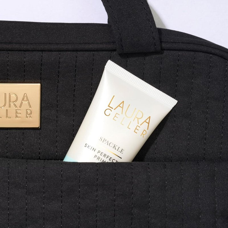 Laura Geller New York Quilted Travel Makeup Bag - Large Capacity Hanging Organizer in Black