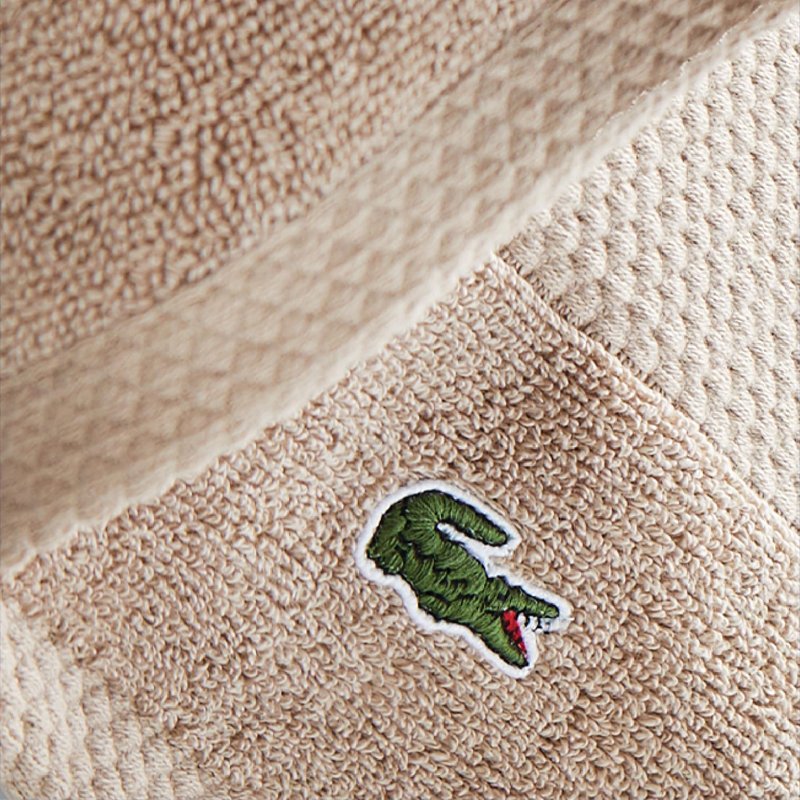 Lacoste Heritage 100% Supima Cotton Hand Towel, Sand, 16" x 30" – Highly Absorbent & Quick Drying, Premium Super Soft Bath Towel, Bathroom Essential, Gift for All Occasions, Machine Washable