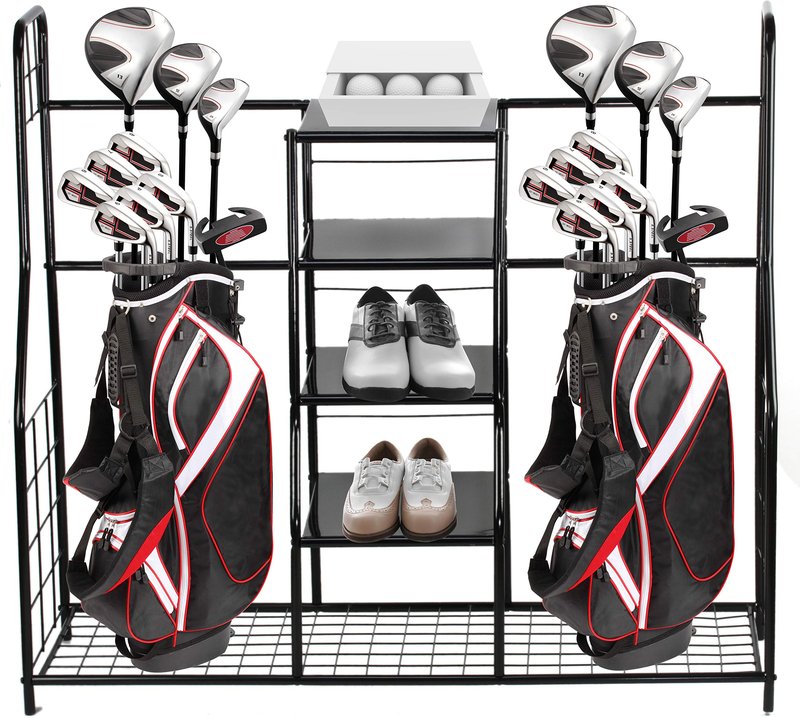 Home-it Golf Organizer Extra Large - Golf Bag Sports Dual Storage Organizer, Perfect for Golfing Bags, Clubs, Balls, Gadgets, Accessories & Equipment, Golf Organizer Rack for Garage and Basement