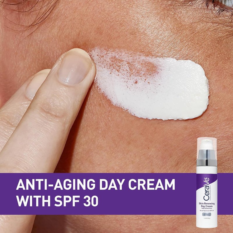 CeraVe Anti-Aging Face Cream SPF 30 - Retinol & Hyaluronic Acid, 1.76 oz | Hydrating Anti-Wrinkle Moisturizer