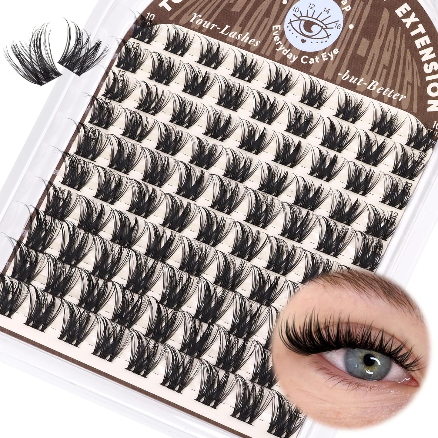 TOOCHUNAG Wispy Lash Clusters - Natural D Curly Individual Eyelash Extensions | Soft 10-16mm DIY Lashes