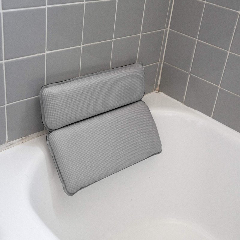 BINO Non-Slip Cushioned Bath Pillow with Suction Cups, White - Spa Pillow Bath Pillows for Tub Neck and Back Support Bathtub Pillow Bath Pillows for Tub Bath Accessories Set Bath Tub Pillow Rest