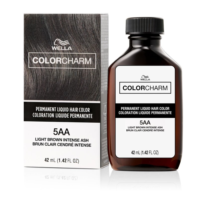 COLORCHARM Permanent Liquid Hair Color | 5AA Light Brown Intense Ash | Up to 100% Gray Coverage | 1.42 Fl Oz