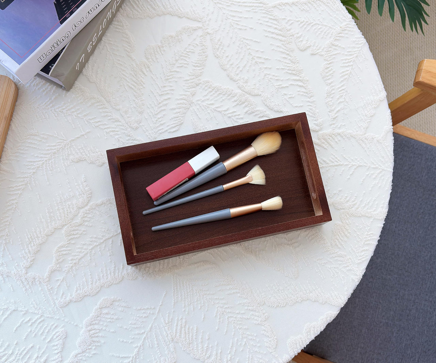VSUINGO Small Rustic Serving Mini Tray with Handles - 9.8" Bamboo Tray