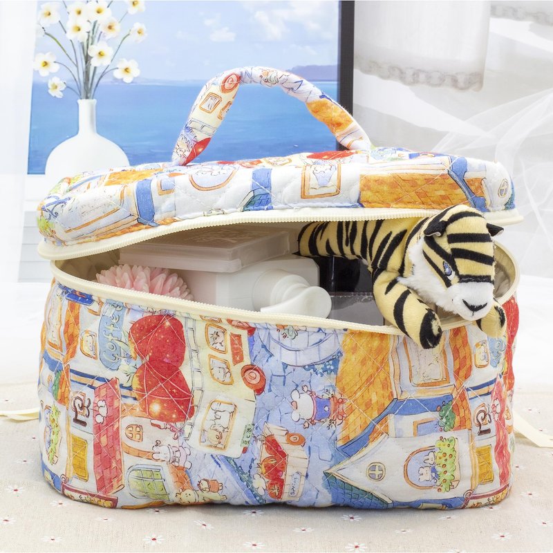 PAZIMIIK Quilted Makeup Bag Large Travel Zipper Soft Cosmetic Case for Women Girls Make Up,Little Bunny