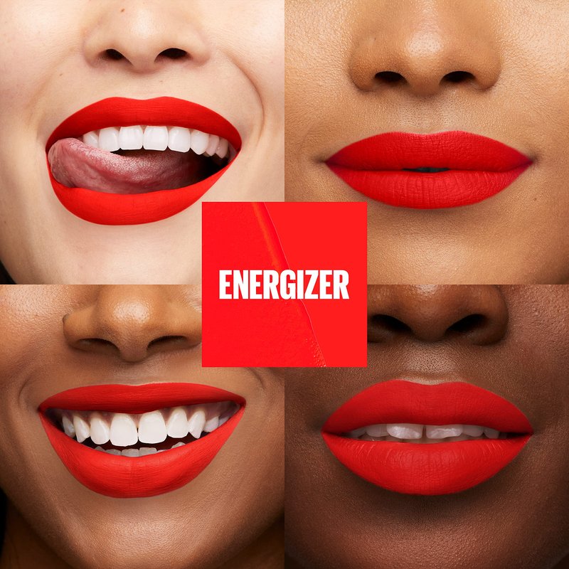 Maybelline Super Stay Matte Ink Liquid Lip Color, Moodmakers Lipstick Collection, Long Lasting, Transfer Proof Lip Makeup, Energizer, Bright Red, 1 Count