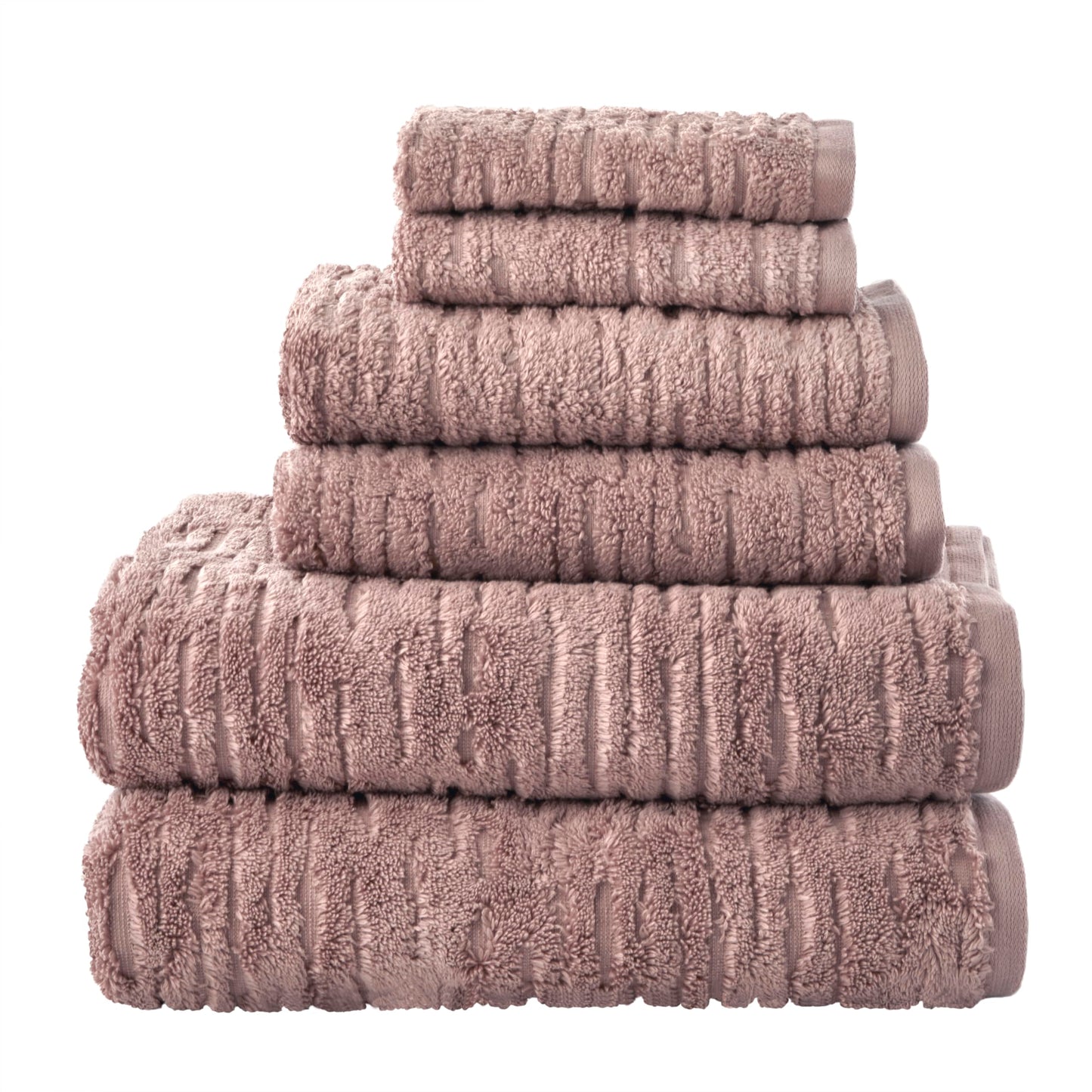 SKL Home CloudSoft 100% Cotton Luxury 6-Piece Towel Set, 600 GSM, Ultra Plush & Absorbent - 2 Bath Towels, 2 Hand Towels, 2 Washcloths, Clay