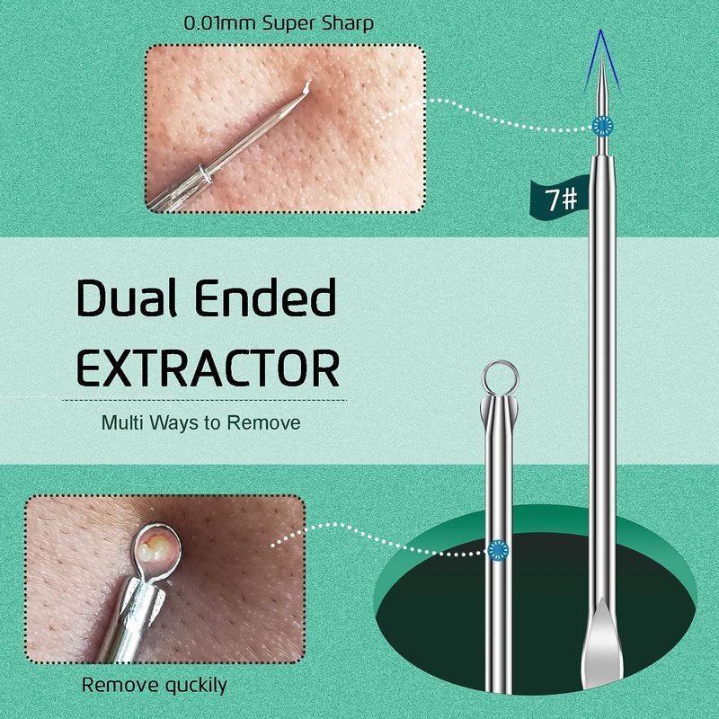 8PCS Blackhead Remover for Face, Pimple Popper Tool Kit, Comedone Pimple Extractor, Acne Whitehead Blemish Removal Kit, Professional Stainless Steel Clean Tools