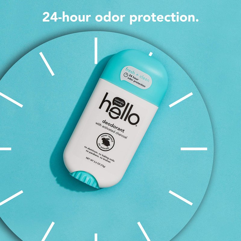 hello Activated Charcoal Fresh and Clean Deodorant for Women and Men, Aluminum Free, Baking Soda Free, Parabens Free, 24 Hour Protection, 2.6 Ounce (Pack of 3)