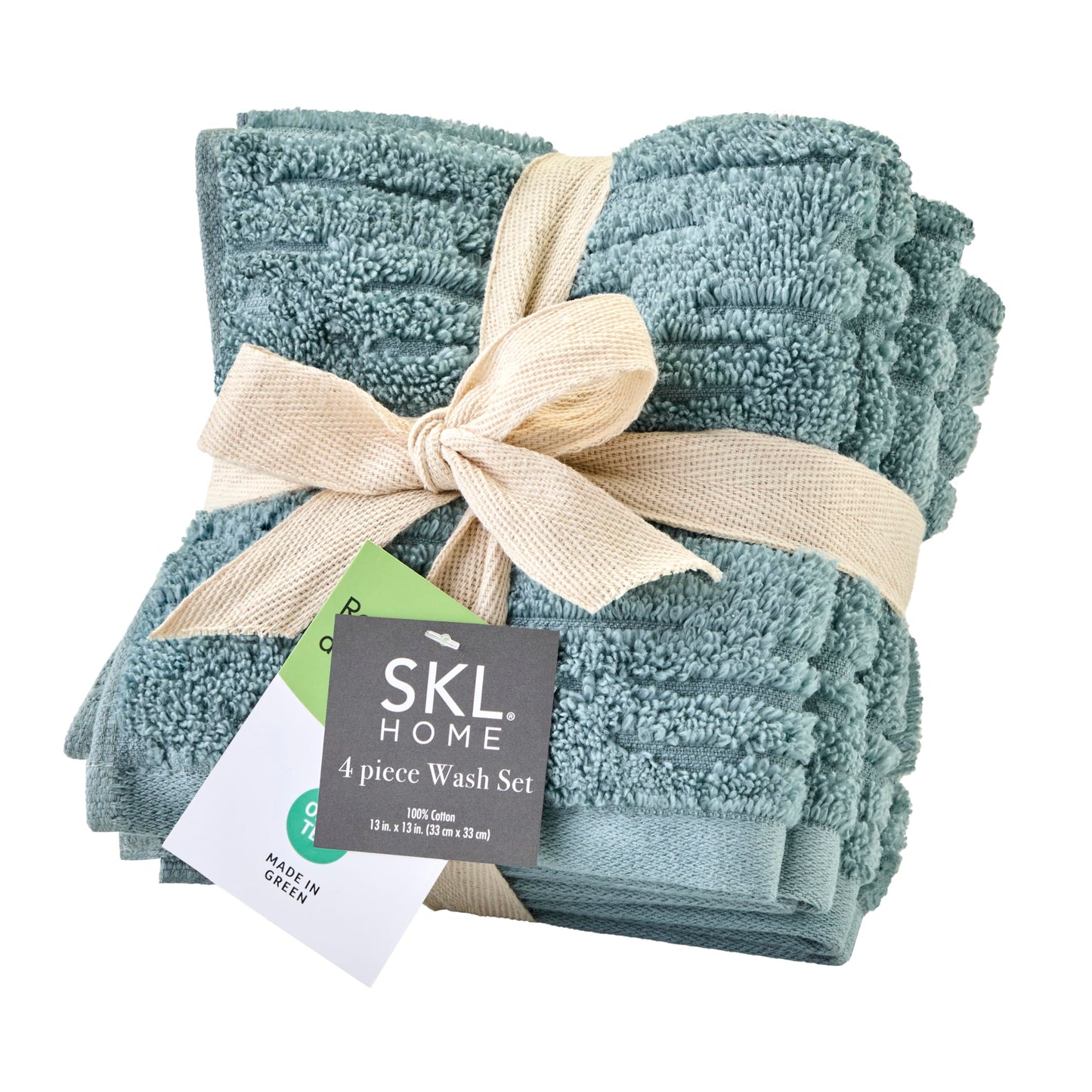 SKL Home CloudSoft Cotton Luxury 4 Pc Wash Set for Bath & Gift, Teal