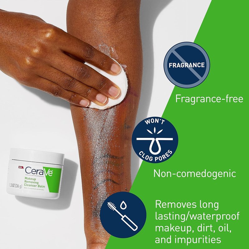 CeraVe Cleansing Balm | Waterproof Makeup Remover with Ceramides & Jojoba Oil - 1.3 Oz, Non-Comedogenic & Fragrance-Free
