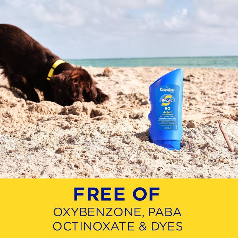 Coppertone Sport Sunscreen Lotion SPF 50 - Sweat & Water Resistant | Travel Size 3 Fl Oz, Pack of 6