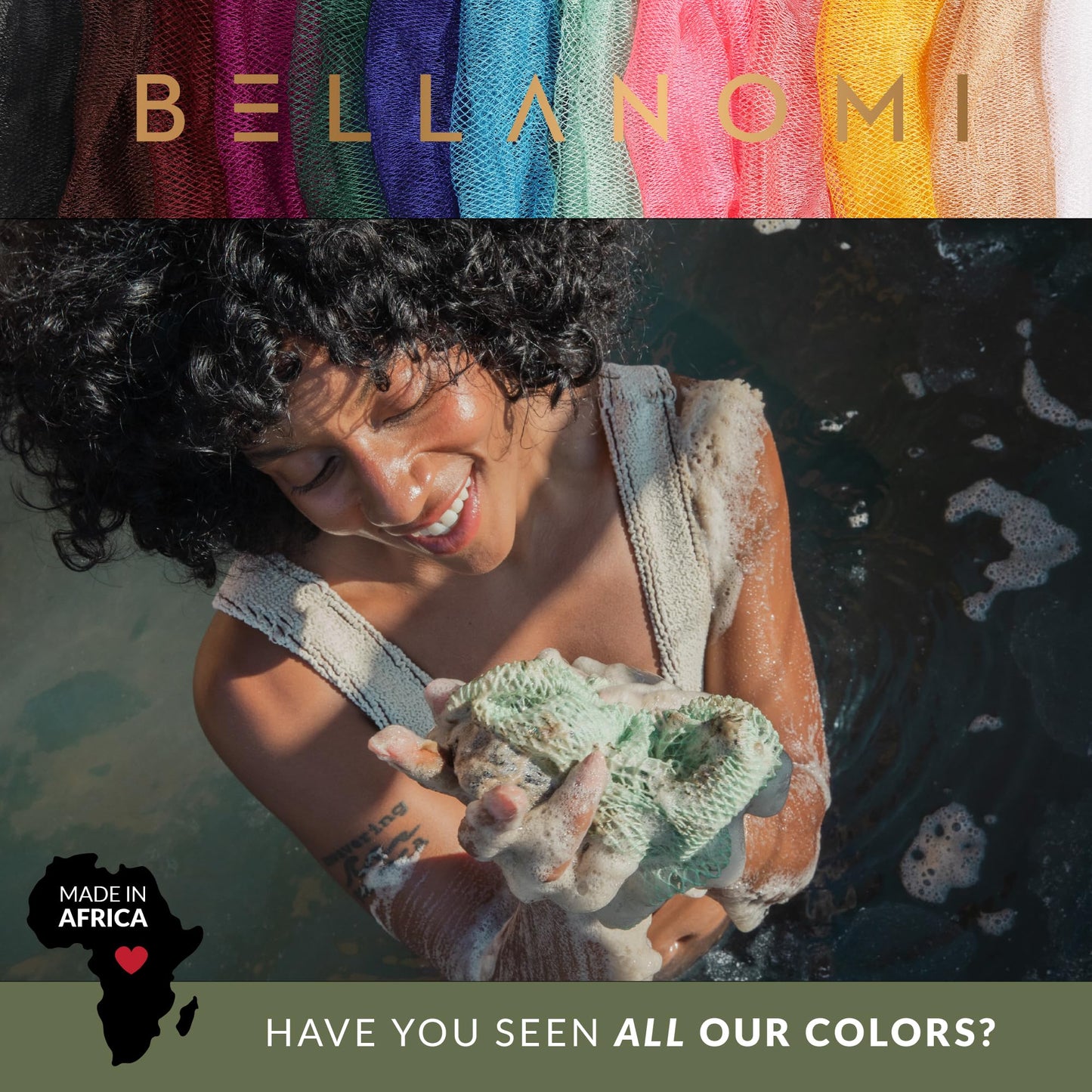 BELLANOMI African Exfoliating Net Sponge, Authentic, Ethically sourced from Nigeria, 45 inches Long, Back Scrubber for Daily use (Lilac)