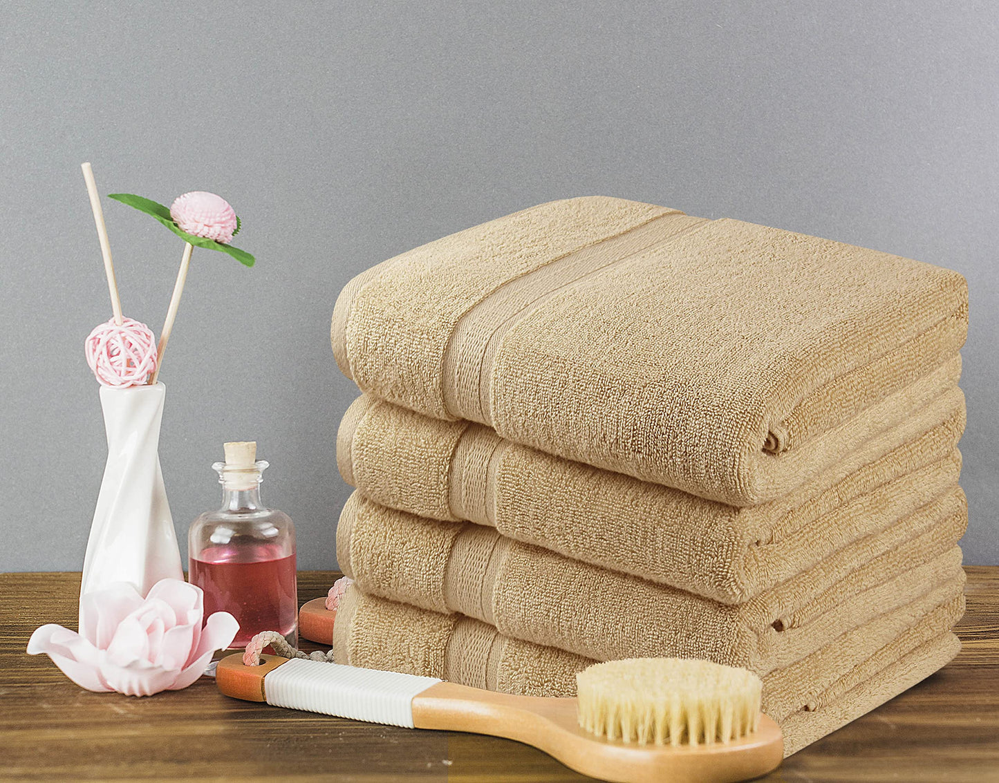 Towel and Linen Mart 100% Cotton - Wash Cloth Set - Pack of 4,Luxurious, Absorbent and Soft Feel Perfect for Daily Use (12 x 12 White & Navy 4 PK)