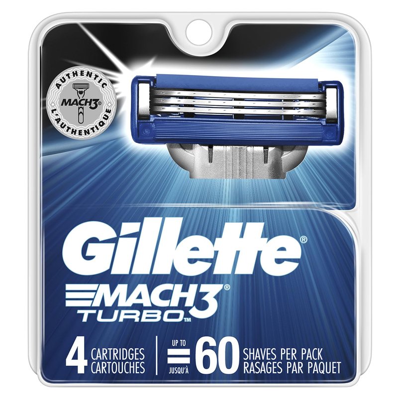 Gillette Mach3 Turbo Cartridges - Superior Shaving Performance | 4 Count Pack