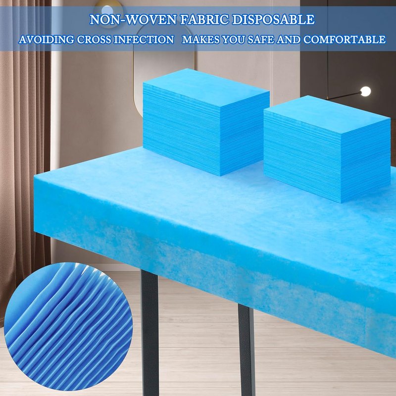 Disposable Bed Sheets for Massage Tables - Waterproof Soft Non-Woven Fabric | 31" x 71" Blue, 50 PCS