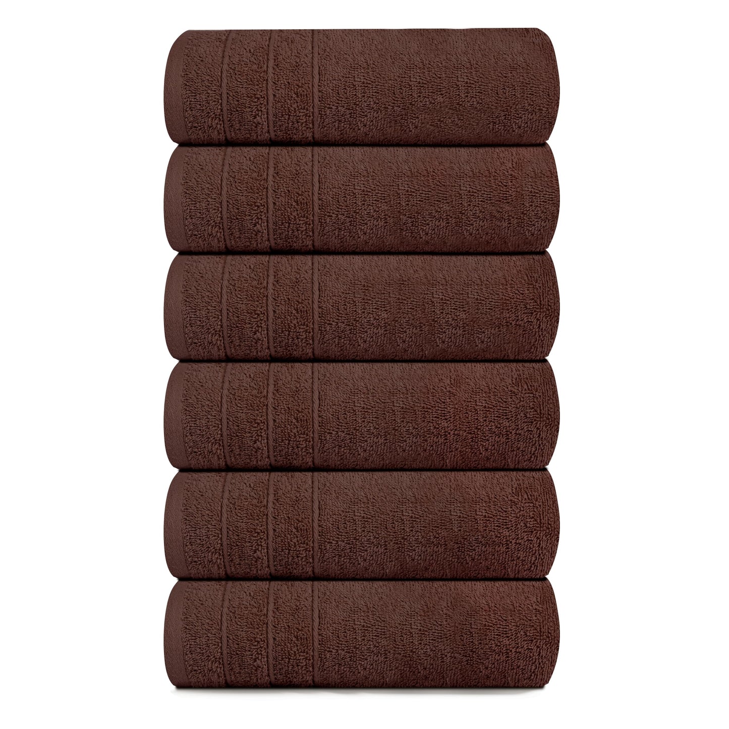 Tens Towels Pack of 6 Hand Towels, 100% Cotton, Lighter Weight, Quick to Dry, 16 x 28 Inches, Super Soft & Absorbent, Perfect for Bathroom & Kitchen (Brown)