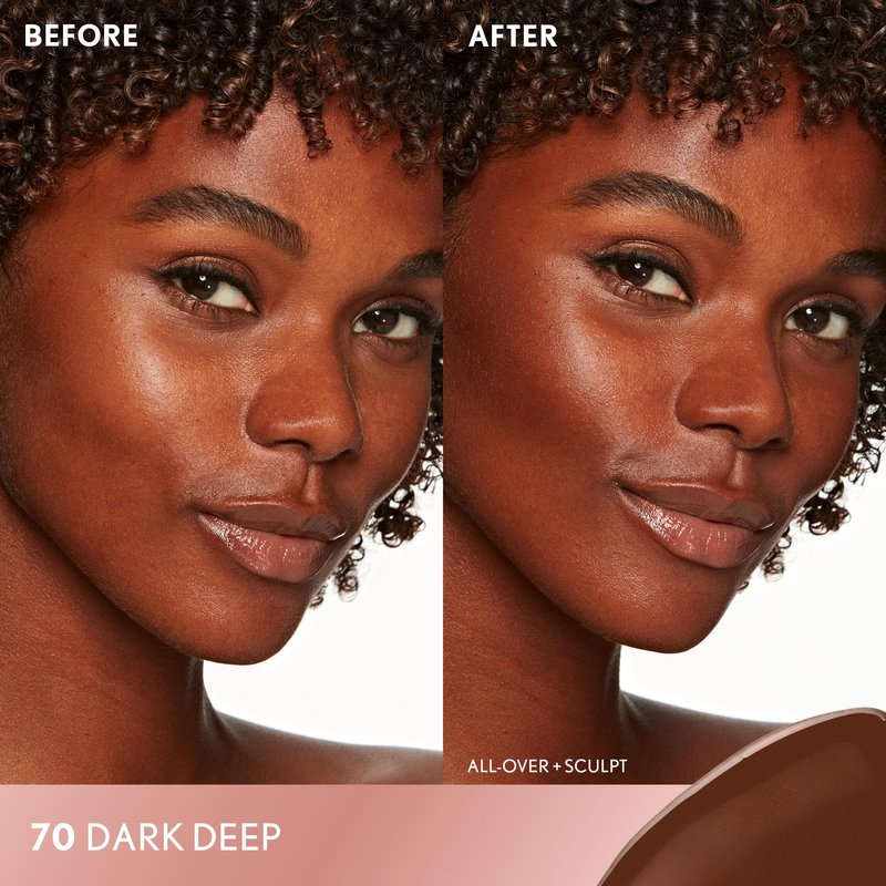 COVERGIRL TruBlend Sun & Sculpt Bronzing Glow Serum, Buildable, Radiant Glow, Wand and Pump Applicator - 70 Dark Deep