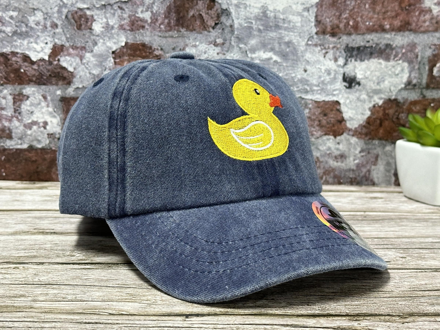 Hepandy Embroidered Duck Hat for Children, Gifts for Boys Girl, Navy Adjustable Baseball Cap, Dad Hat Snapback Cap for Kids Child