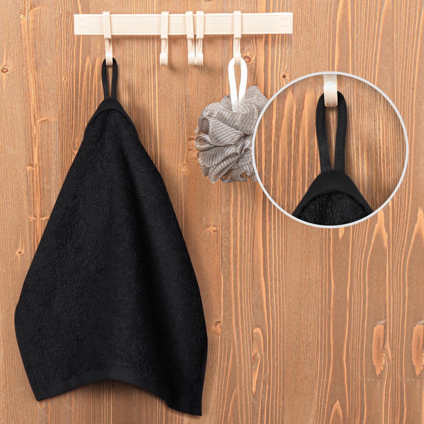 Utopia Towels 60 Pack Cotton Washcloths Set, 100% Ring Spun Cotton, Premium Flannel Face Cloths, Highly Absorbent and Soft Feel Fingertip Towels, Black