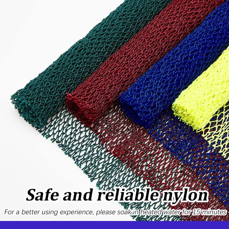 BOAO 4 Pieces African Net Sponge Exfoliating Bath Net Long Body Scrubber for Shower, Stretchy Back Wash Cloth, Deep Skin Cleansing for Men Women