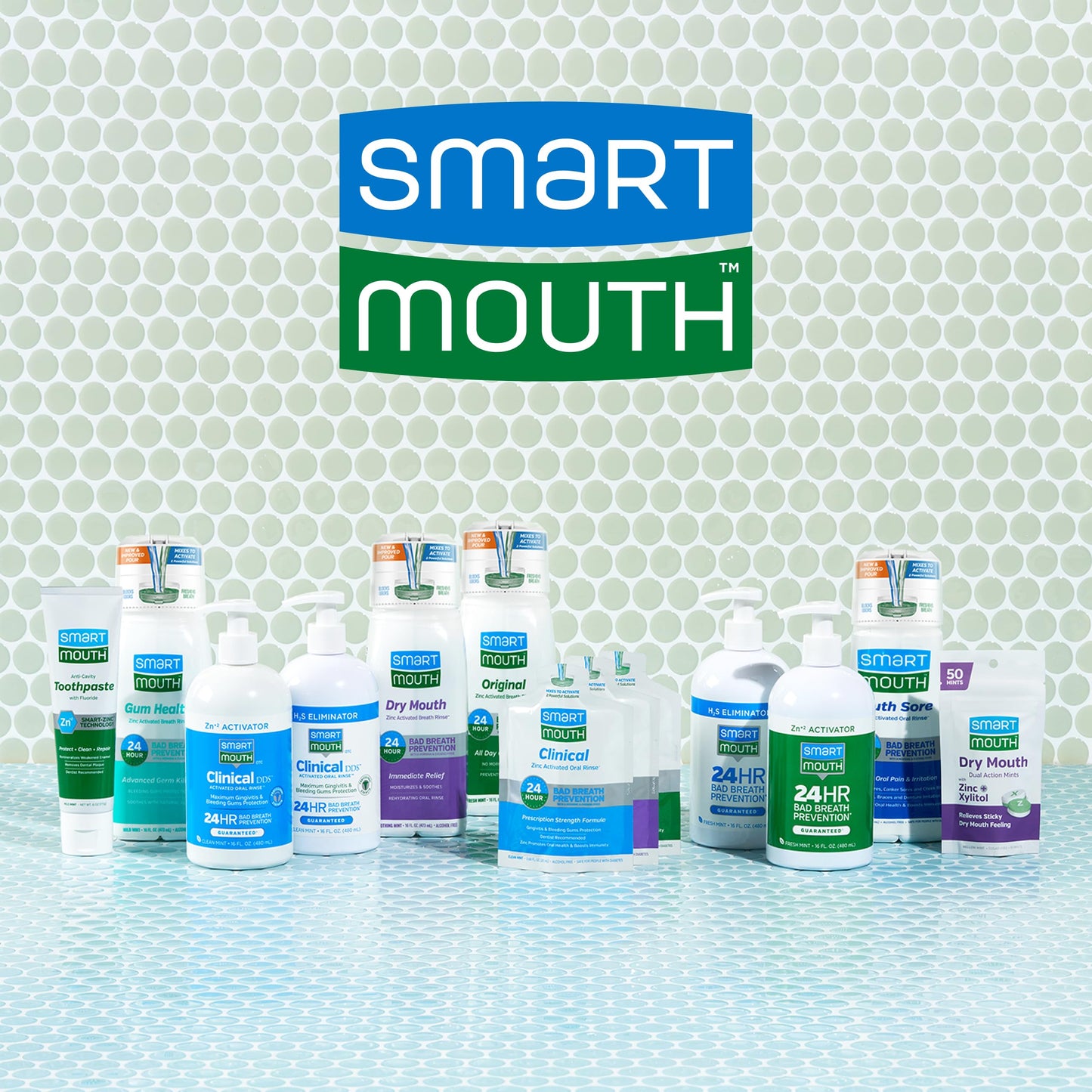 SmartMouth Original Zinc Activated Mouthwash & Tongue Cleaner - Instant Fresh Breath Mouthwash - Eliminates Bad Odors & Bad Breath - Sugar, Gluten & Alcohol-Free - Fresh Mint - 16 fl oz, 1 Count