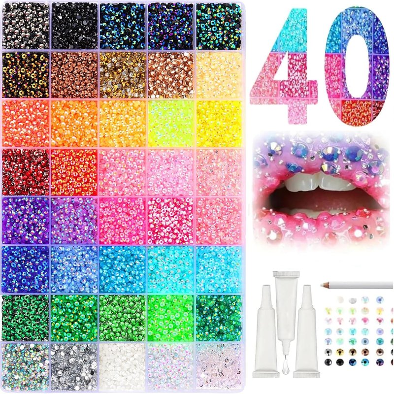 Colorful Resin Bedazzler Kit - 3mm Flatback Rhinestones for Nail Art & DIY Crafts | Includes 3 Pcs B7000 Jewelry Glue