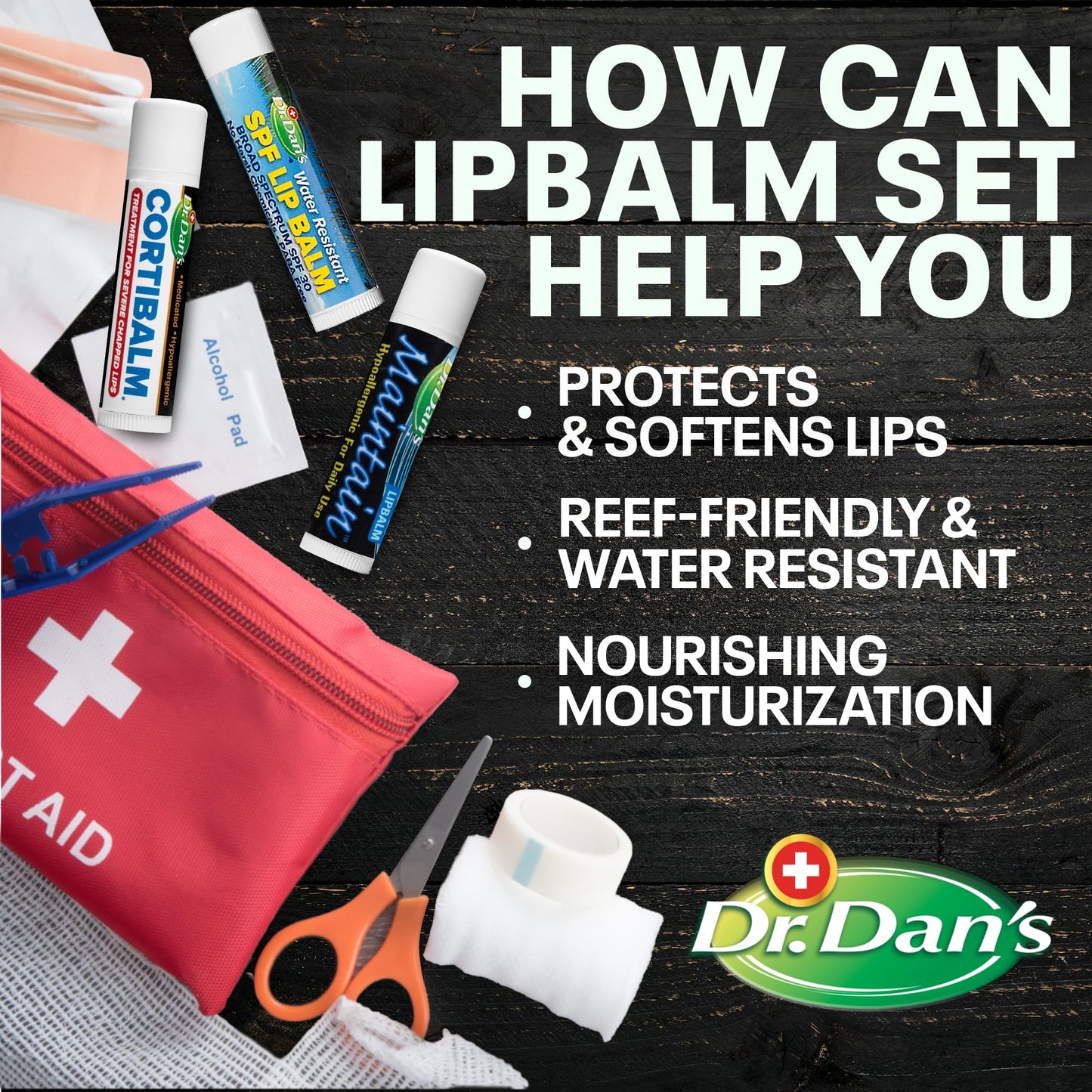 Dr. Dan's Complete Lip Care Kit - SunScreen SPF 30, CortiBalm for Chapped Lips, and Maintain Balm Moisturizer - Soothing Trio for Ultimate Health