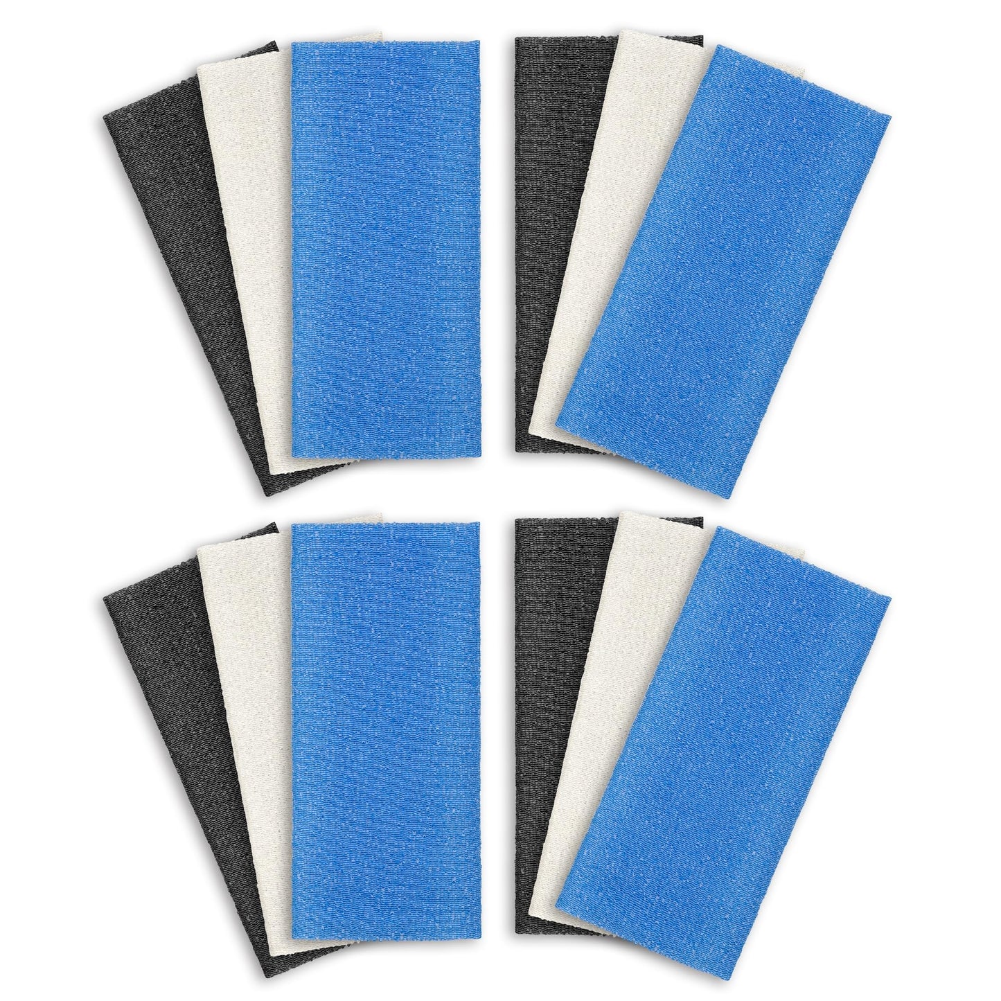 ARCH&M Exfoliating Washcloth 12 Pack, Black Off-White Navy-Blue