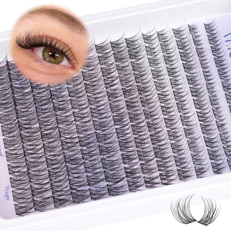 Natural Lash Clusters Wispy Cluster Eyelash Extensions 168pcs Individual Lashes 8-16mm C-Curly DIY Lash Extension Natural Look Soft Thin Band Cluster Lashes by ALICE