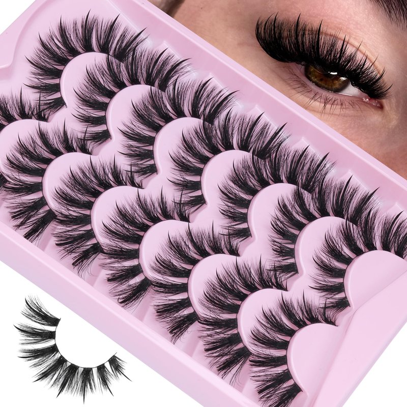 ALICE Lashes Wispy False Eyelashes - 7 Pairs Spiky Cat Eye Lashes Faux Mink Lashes - 0.02mm Ultra -Thin Band for Invisible Lash Line, Lightweight & Comfortable Wear, Reusable Natural Looking Falsies