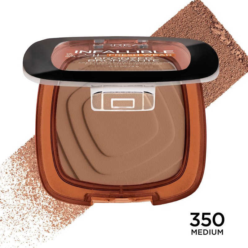 L'Oreal Paris Infallible Up to 24H Fresh Wear Soft Matte Longwear Bronzer. Waterproof, heatproof, Transfer, humidity and sweatproof, Medium, 0.31 oz