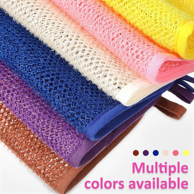 Lurrose Exfoliating Face Washcloth 8pcs Body Scrubber Hanging Bath Cloth African Net Sponge Shower Loofah Skin Wash Towel Facial Makeup Remover for Back Knee Joint
