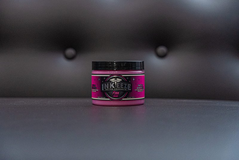 INK-EEZE Pink Tattoo Ointment for Artists and Aftercare, Essential Oils, Vegan, Cruelty Free, Made in USA, Bubble Gum, 6oz
