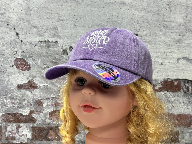Hepandy Big Sister Gifts for Girls, Washed Purple Embroidered Baseball Cap for Children, Adjustable Snapback Hat Dad Hat for Kids Child
