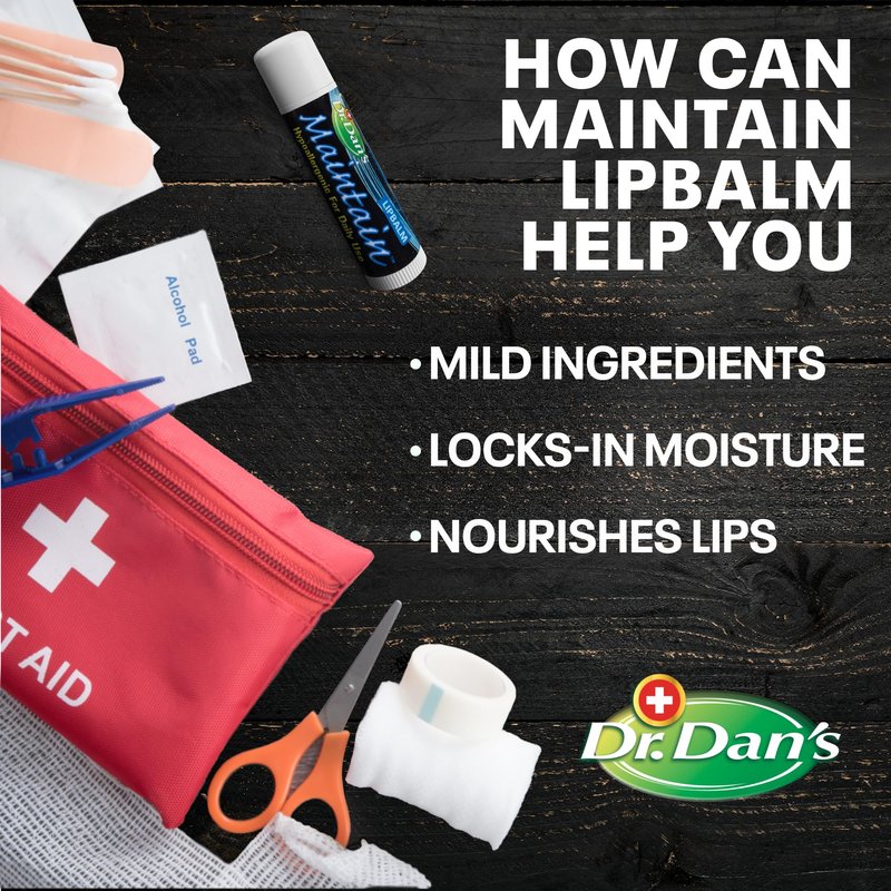 Dr. Dan's Maintain Lip Balm - Perfect for Everyday and Cortibalm aftercare, Mild Ingredients & Beeswax, Vitamin E Enriched for Moisturizing Dry Lips, Ensures Smooth, Soft Feel, 3 Pack