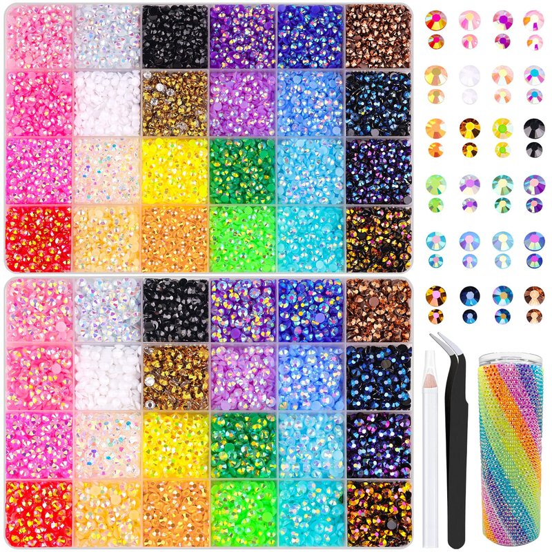 Jelly Rhinestones for Bedazzling | 19200 Pcs 4mm & 5mm Multicolor Flatback Resin Gems for DIY Crafts