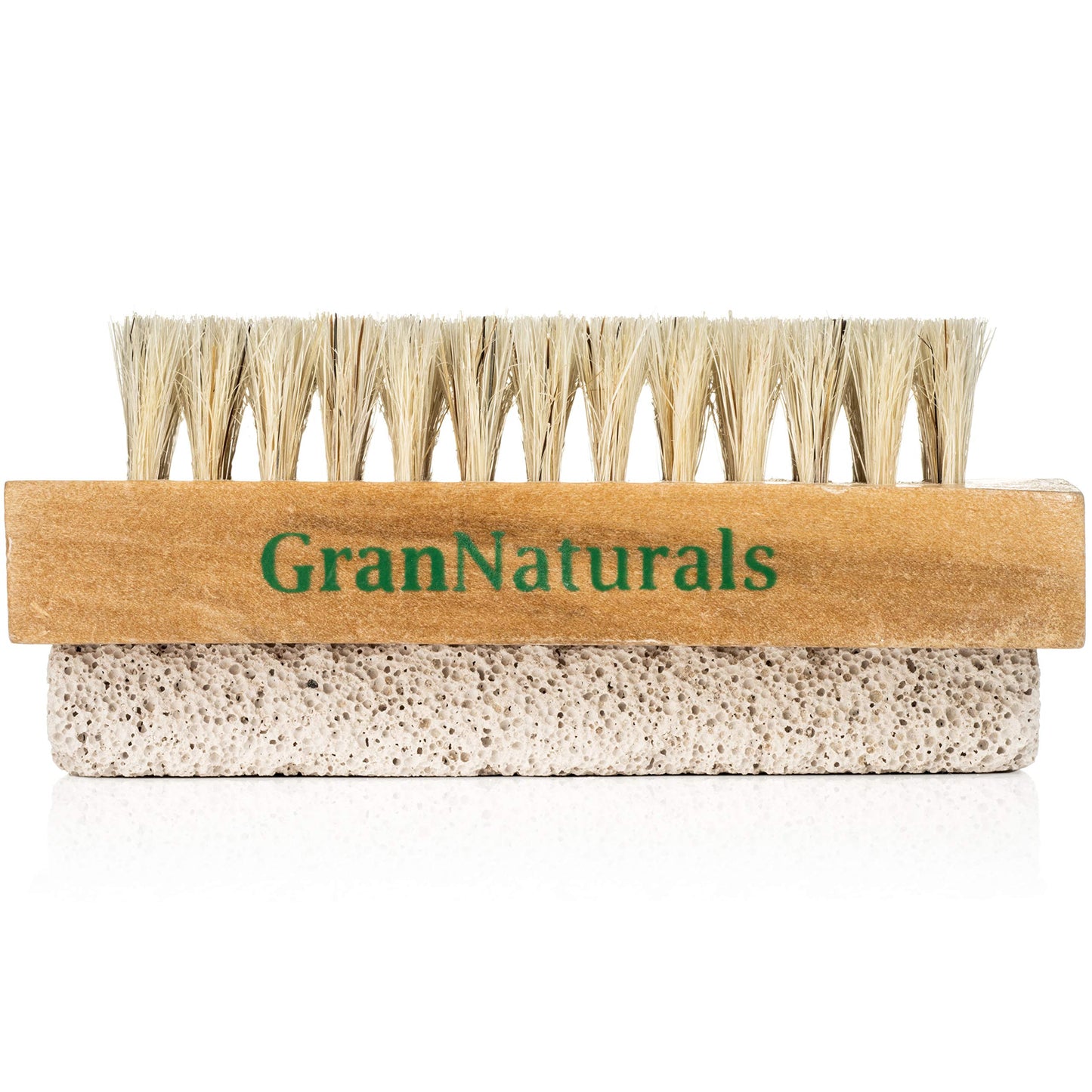 Hand & Foot Brush with Pumice Stone - Natural Bristle Dry Body Exfoliator & Scrubber For Calluses and Dead Skin on Feet, Heels, and Hands - Wooden Handle - Men & Women