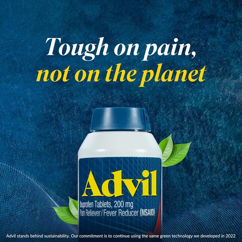 Advil Pain Reliever - Ibuprofen 200mg for Headache, Backache & Joint Pain Relief | 50 Coated Tablets