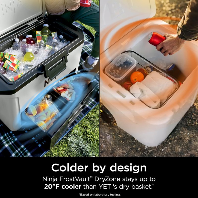 Ninja FrostVault 30qt Hard Cooler with Dry Zone | Integrated Fridge-Temp Dry Storage Drawer | Premium Heavy-Duty Insulated Cooler | Keeps Ice Cold for Days | Strawberry Rhubarb | FB131BP