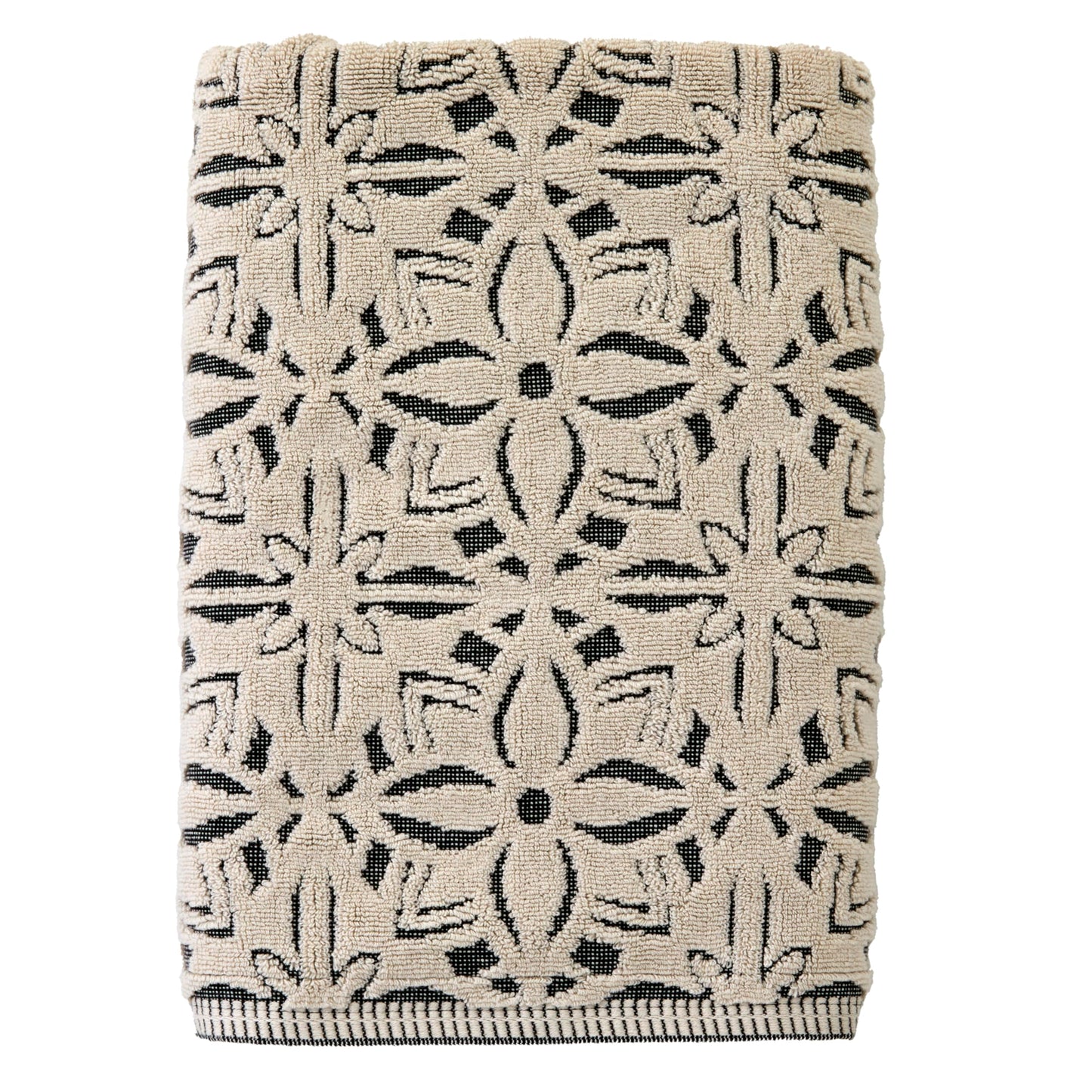 SKL Home Lisbon 100% Cotton Premium Bath Towel, 600 GSM, Soft & Absorbent, Reversible Jacquard, Black